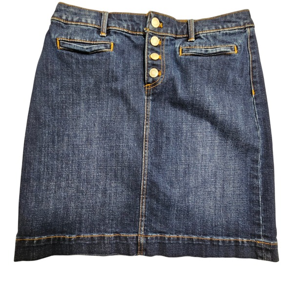 Talbots Dresses & Skirts - Talbots Denim Skirt Women 8P Dark Wash Button Fly Mini A-Line CN5010